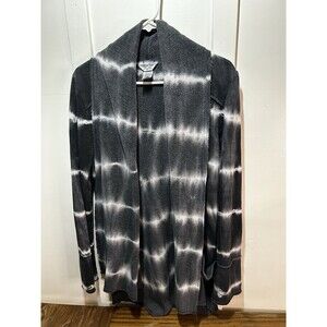 Hard Tail Open Front Cardigan Sweater Duster Fleece Cozy Gray Tie Dye Small